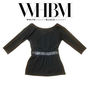WHBM black long sleeve career blouse top size small